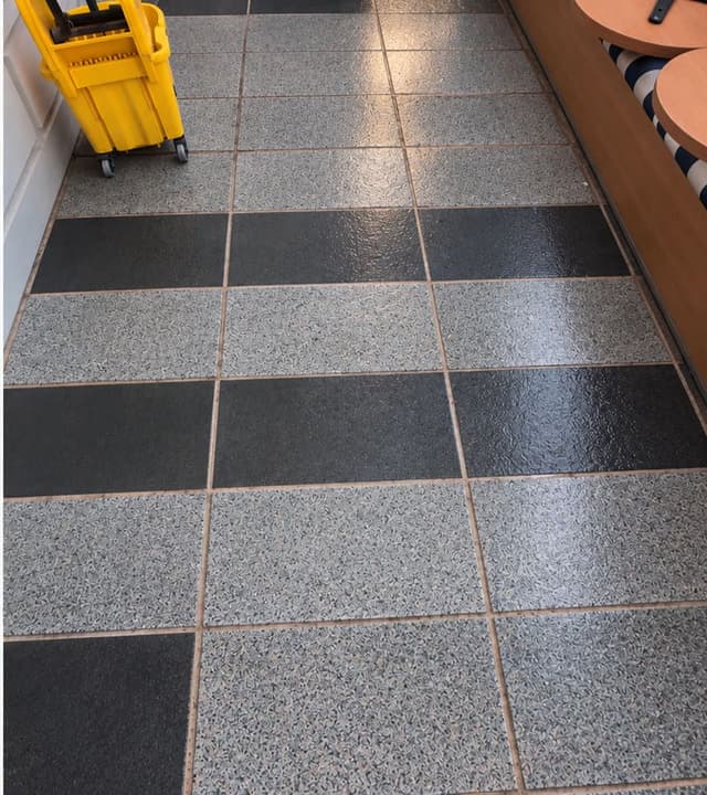 Restaurant patio tile after cleaning