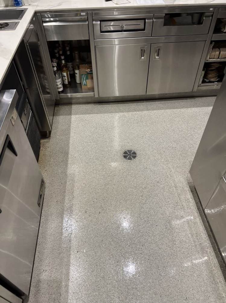 Restaurant kitchen floor after a deep clean