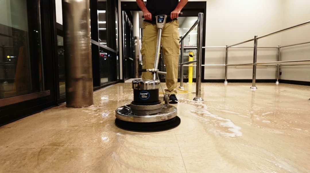 Polished commercial floor with a fresh finish